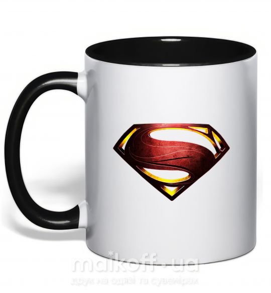 Чашка з кольоровою ручкою Superman full color logo Чорний фото