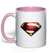 Чашка з кольоровою ручкою Superman full color logo Ніжно рожевий фото