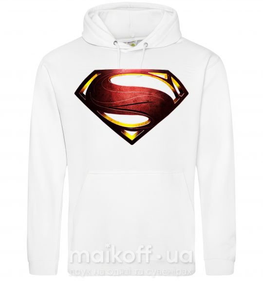 Чоловіча толстовка (худі) Superman full color logo Білий фото