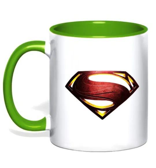 Чашка з кольоровою ручкою Superman full color logo Лаймовий фото
