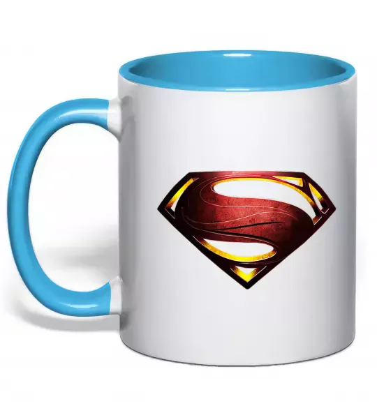 Чашка з кольоровою ручкою Superman full color logo Блакитний фото