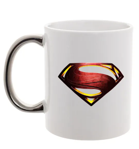Чашка з кольоровою ручкою Superman full color logo Срібло фото