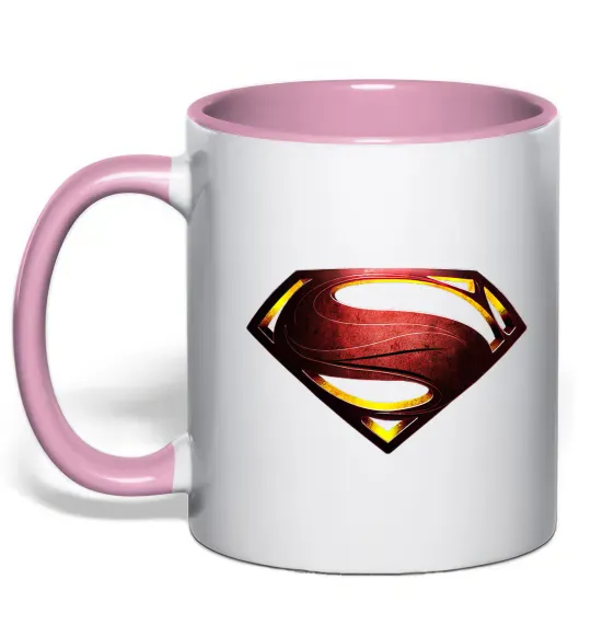 Чашка з кольоровою ручкою Superman full color logo Ніжно рожевий фото