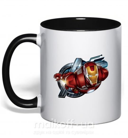 Чашка з кольоровою ручкою Avengers Iron man Чорний фото