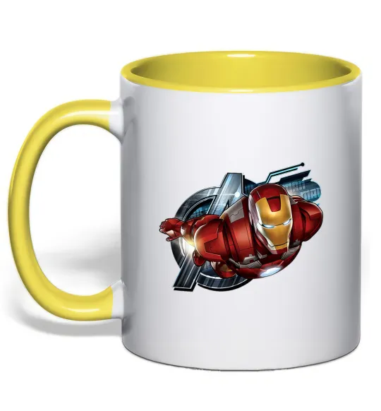 Чашка с цветной ручкой Avengers Iron man Лимонный фото