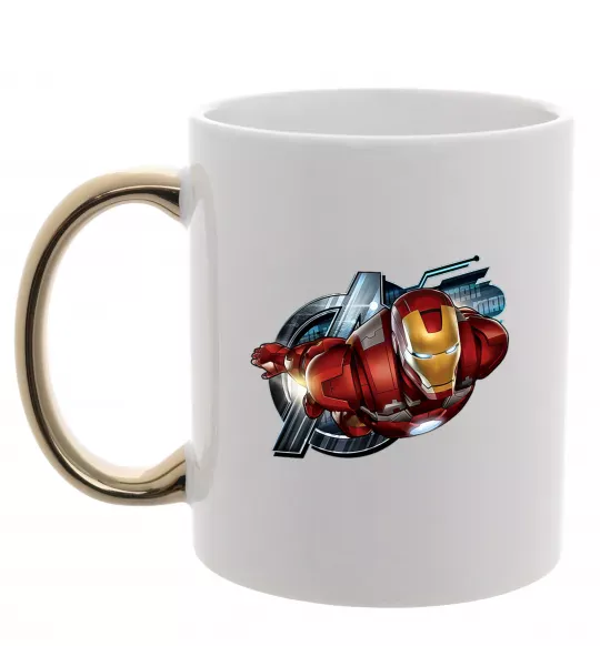 Чашка с цветной ручкой Avengers Iron man Золото фото