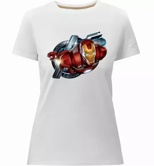 Женская премиум футболка Avengers Iron man Белый фото