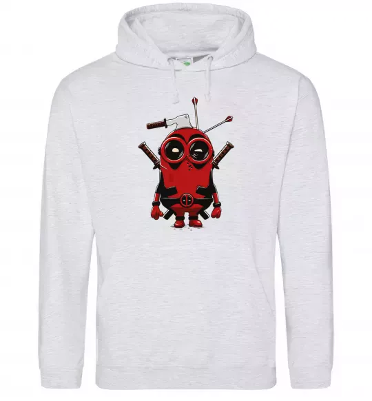 Мужская толстовка (худи) Deadpool minion Серый меланж фото