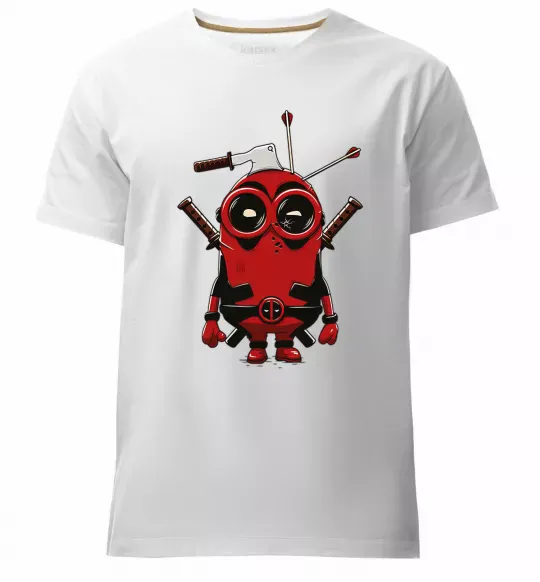 Мужская премиум футболка Deadpool minion Белый фото