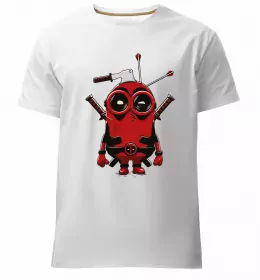 Мужская премиум футболка Deadpool fire Белый фото