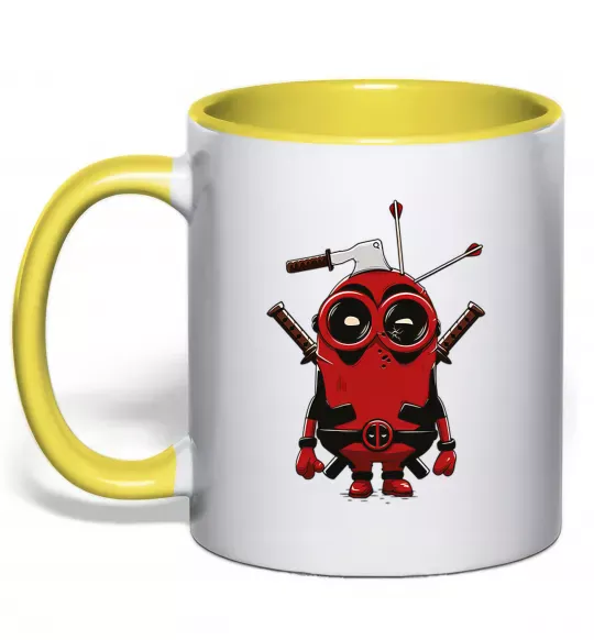 Чашка с цветной ручкой Deadpool minion Солнечно желтый фото