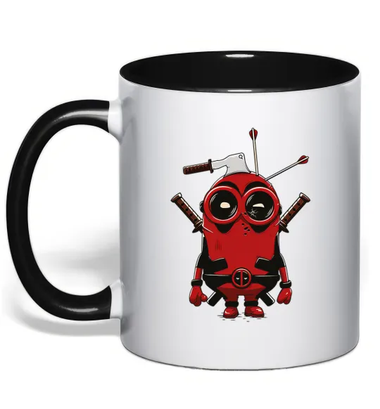 Чашка с цветной ручкой Deadpool minion Черный фото