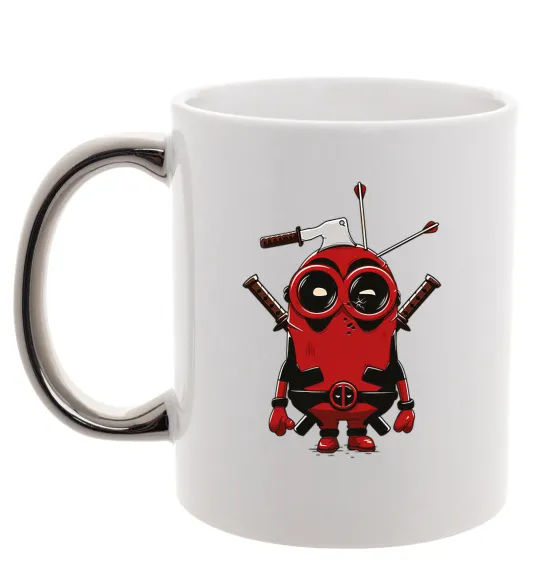 Чашка с цветной ручкой Deadpool minion Серебро фото