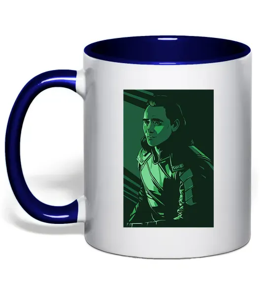 Чашка з кольоровою ручкою Локі геометрія Глибокий темно-синій фото