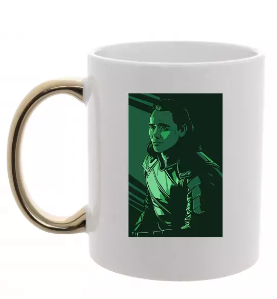 Чашка з кольоровою ручкою Локі геометрія Золото фото