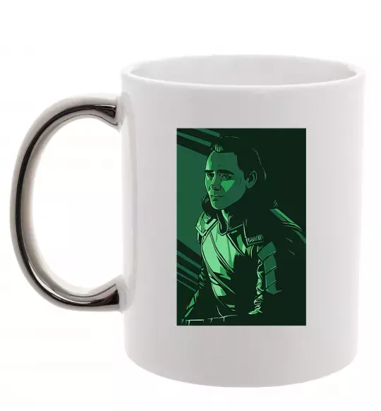 Чашка з кольоровою ручкою Локі геометрія Срібло фото