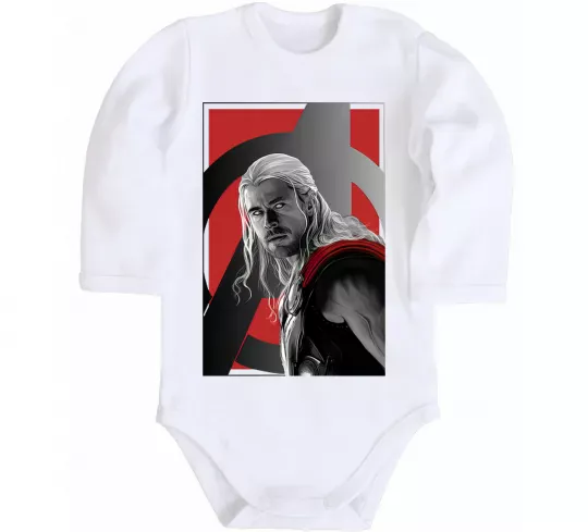 Дитячий бодік Месники Тор Білий фото