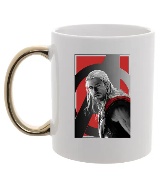 Чашка с цветной ручкой Месники Тор Золото фото