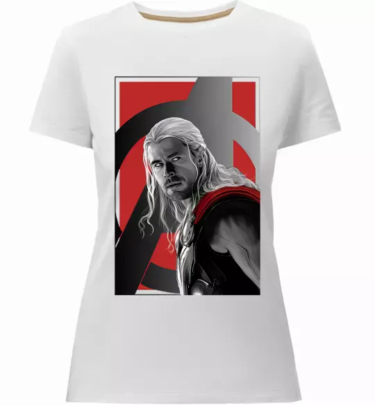 Женская премиум футболка Месники Тор Белый фото