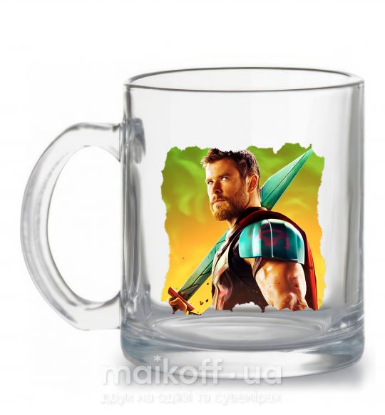 Чашка скляна Тор с мечом Прозорий фото