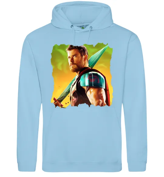 Чоловіча толстовка (худі) Тор з мечем Блакитний фото