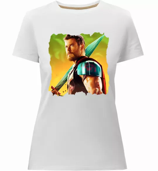 Жіноча преміум футболка Тор з мечем Білий фото