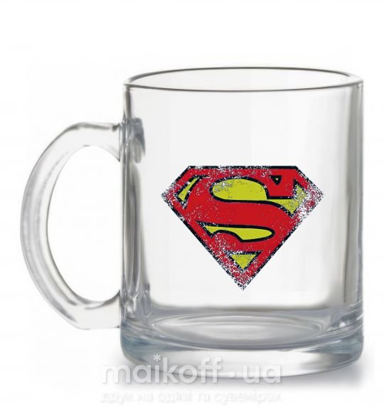 Чашка стеклянная Broken logo Superman Прозрачный фото