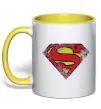 Чашка з кольоровою ручкою Broken logo Superman Сонячно жовтий фото