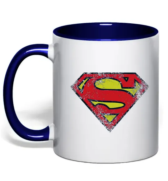 Чашка з кольоровою ручкою Broken logo Superman Глибокий темно-синій фото
