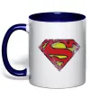 Чашка з кольоровою ручкою Broken logo Superman Глибокий темно-синій фото