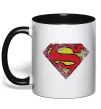 Чашка з кольоровою ручкою Broken logo Superman Чорний фото