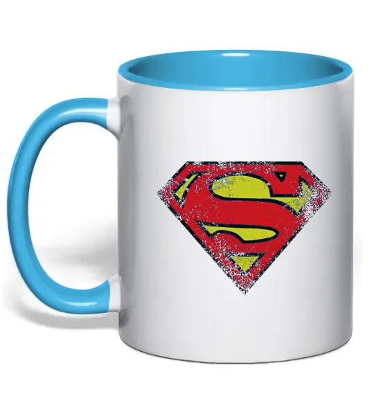 Чашка з кольоровою ручкою Broken logo Superman Блакитний фото