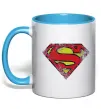 Чашка з кольоровою ручкою Broken logo Superman Блакитний фото
