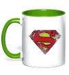 Чашка з кольоровою ручкою Broken logo Superman Зелений фото