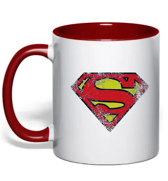 Чашка з кольоровою ручкою Broken logo Superman Червоний фото