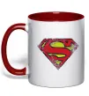 Чашка з кольоровою ручкою Broken logo Superman Червоний фото