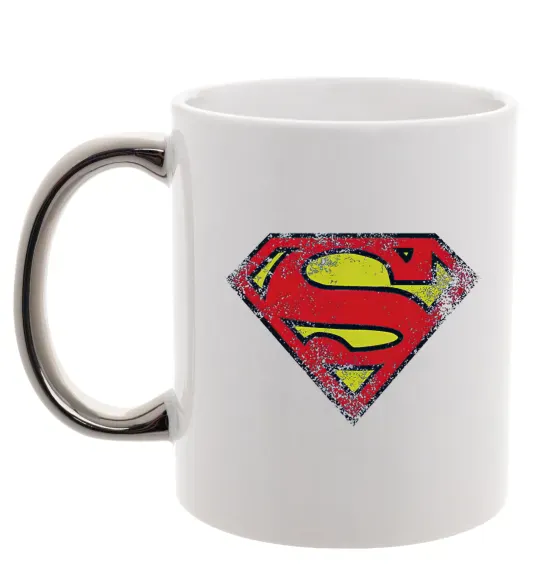 Чашка з кольоровою ручкою Broken logo Superman Срібло фото