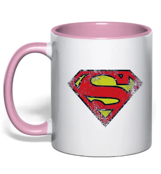 Чашка з кольоровою ручкою Broken logo Superman Ніжно рожевий фото