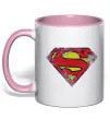 Чашка з кольоровою ручкою Broken logo Superman Ніжно рожевий фото