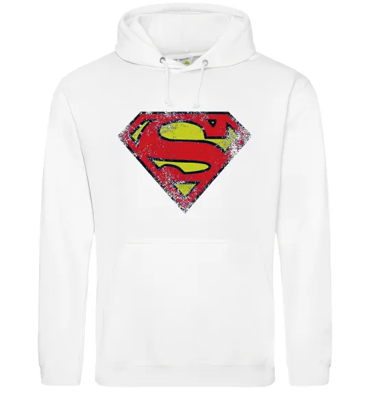 Мужская толстовка (худи) Broken logo Superman Белый фото