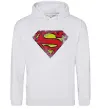 Мужская толстовка (худи) Broken logo Superman Серый меланж фото