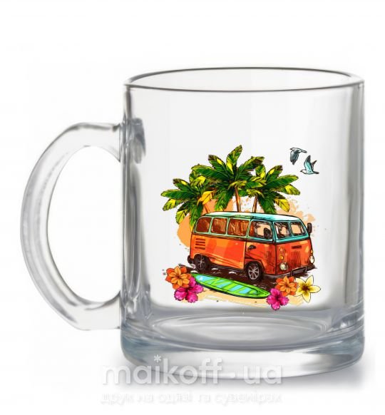Чашка скляна Surf bus Прозорий фото