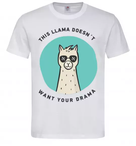 Мужская футболка This llama doesn't want your drama Белый фото