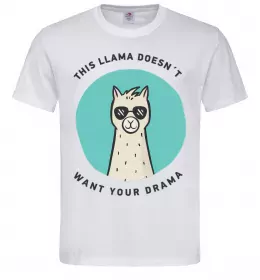 Мужская футболка This llama doesn't want your drama Белый фото