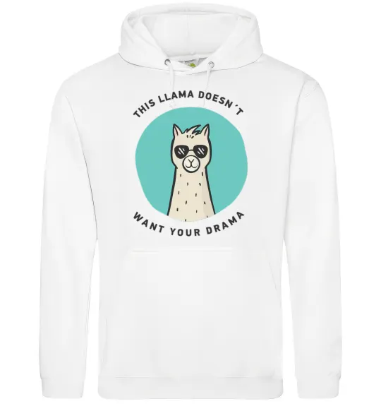 Мужская толстовка (худи) This llama doesn't want your drama Белый фото
