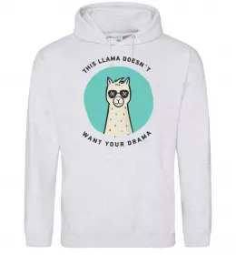 Мужская толстовка (худи) This llama doesn't want your drama Серый меланж фото