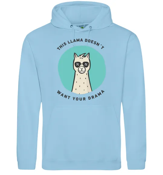 Мужская толстовка (худи) This llama doesn't want your drama Голубой фото