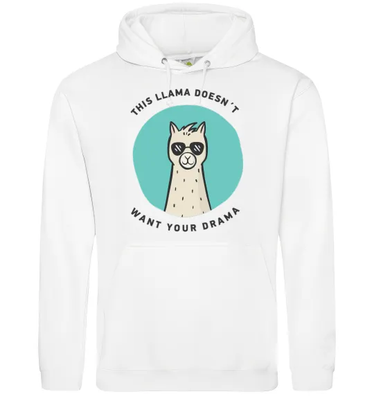 Жіноча толстовка (худі) This llama doesn't want your drama Білий фото