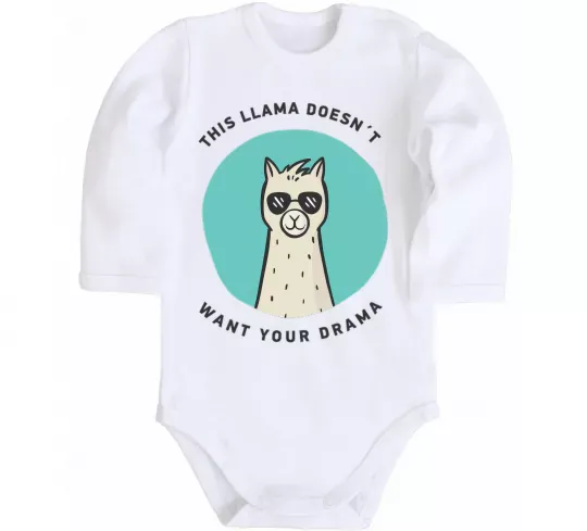 Детский боди This llama doesn't want your drama Белый фото
