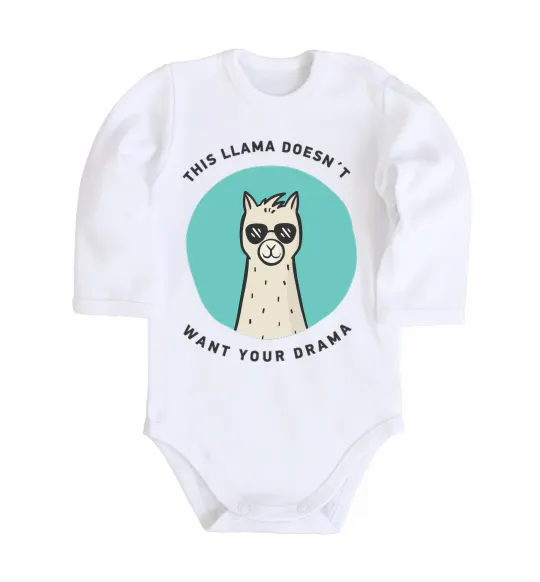 Детский боди This llama doesn't want your drama Белый фото